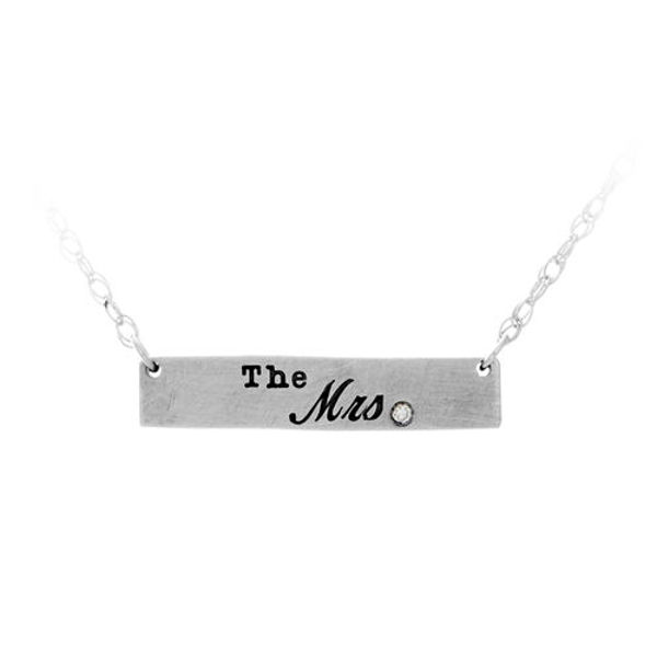 Picture of Newlywed Bride Necklace Silver Horizontal Rectangle Tag